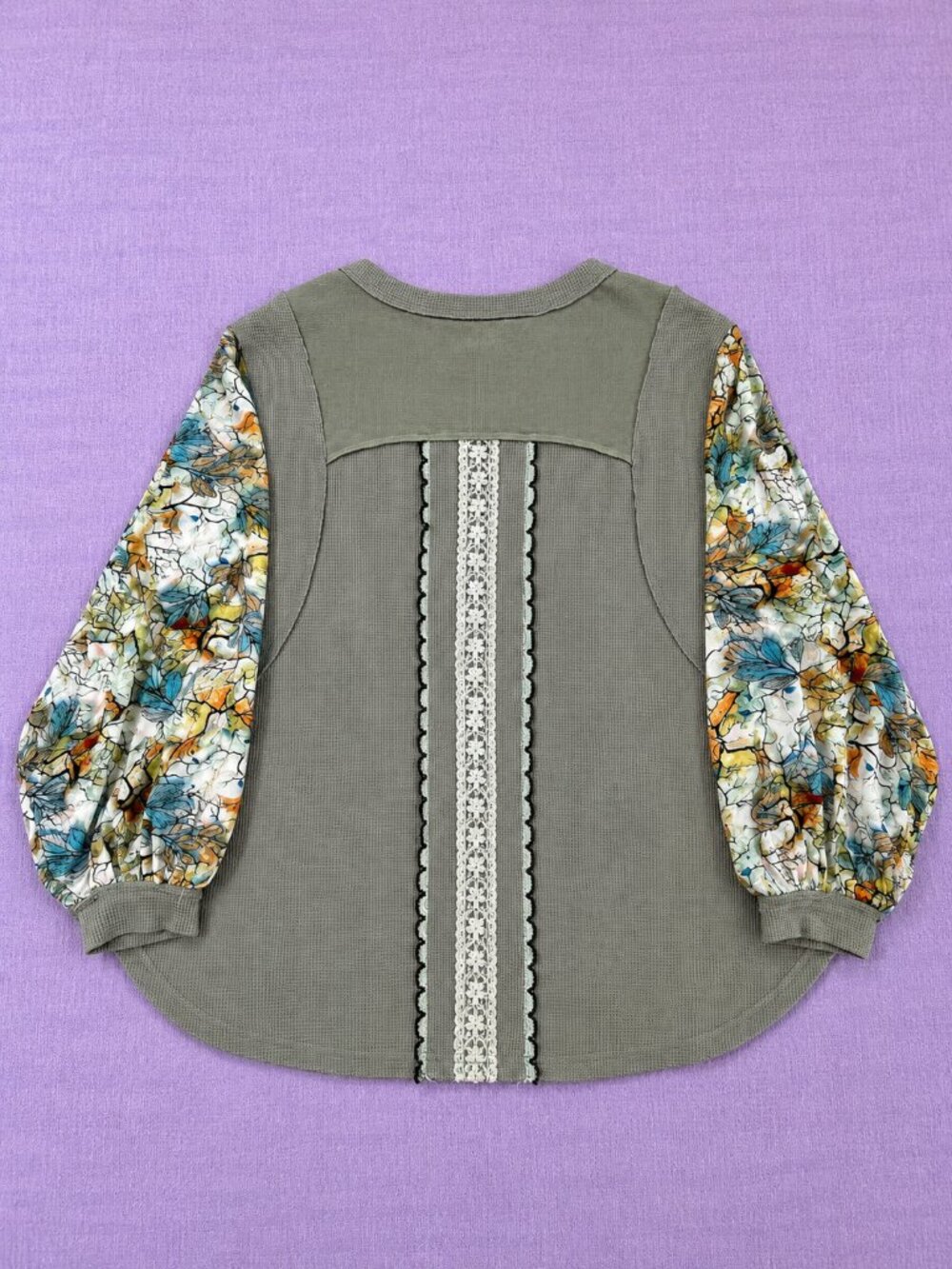 🌿⭐ POL Sage Star Patch Waffle Knit Top | Size Small | Boho Chic ⭐🌿 - Picture 5 of 9